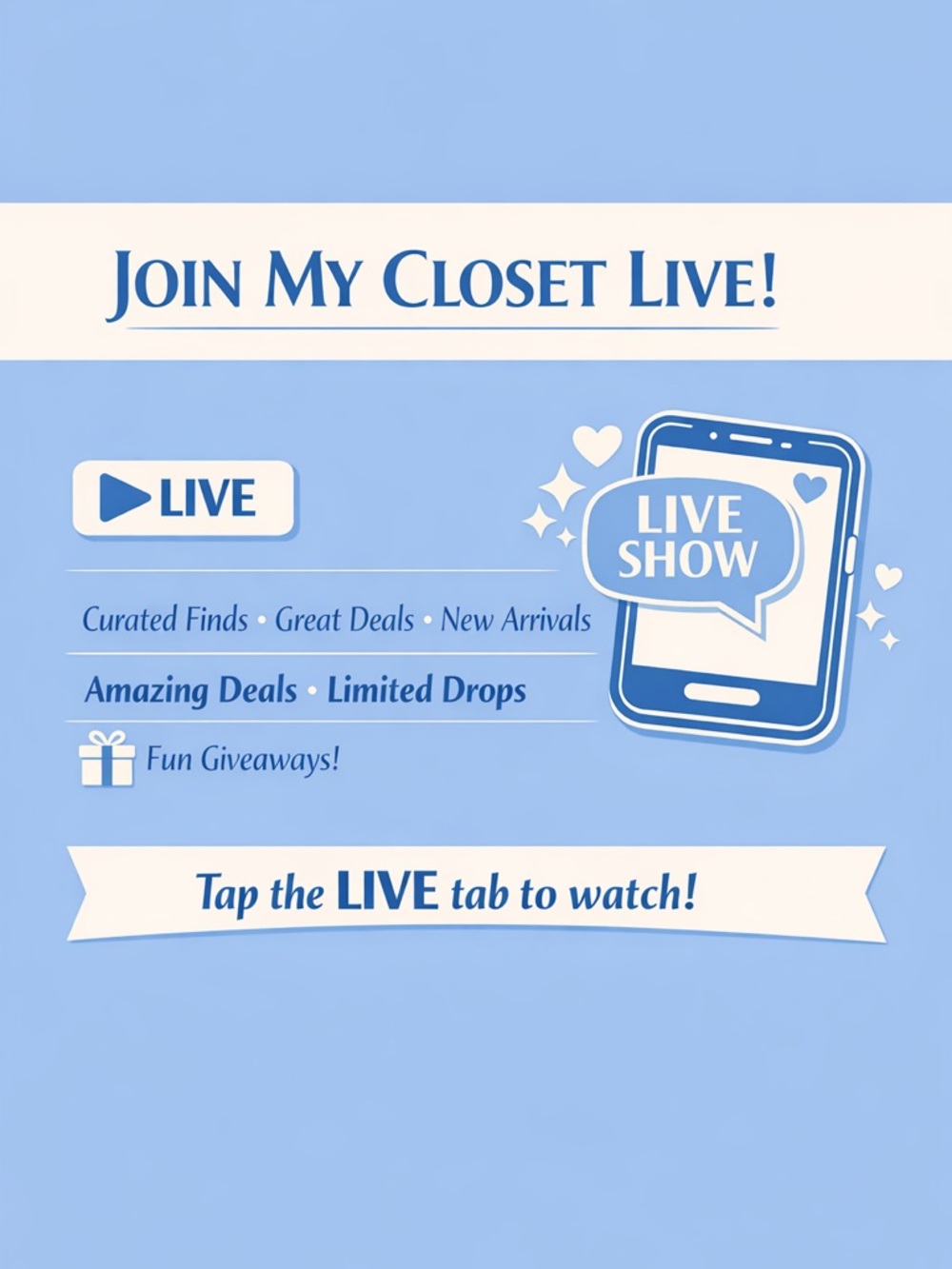 ✨ Join My Closet Live — Amazing Deals & Limited Drops! 4/16/26 - 8:00pm pdt